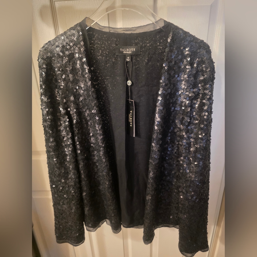 Talbots Sequin Open Front Jacket